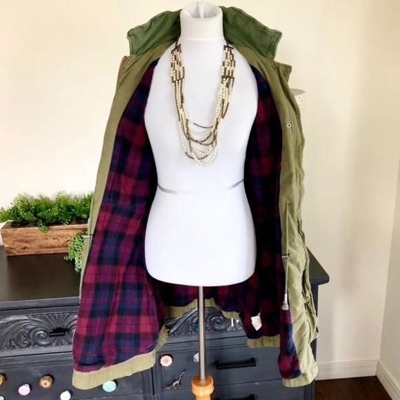 Free People Colorblock Army Plaid Military Parka - Picture 3 of 16